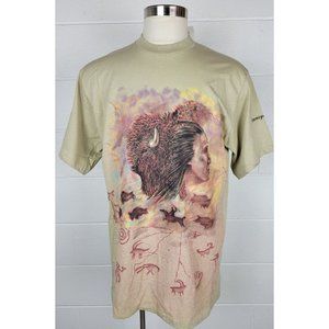 Vtg‎ NWT Hazelwoods Tshirt Native American Indian Buffalo Art Single Stitch XL